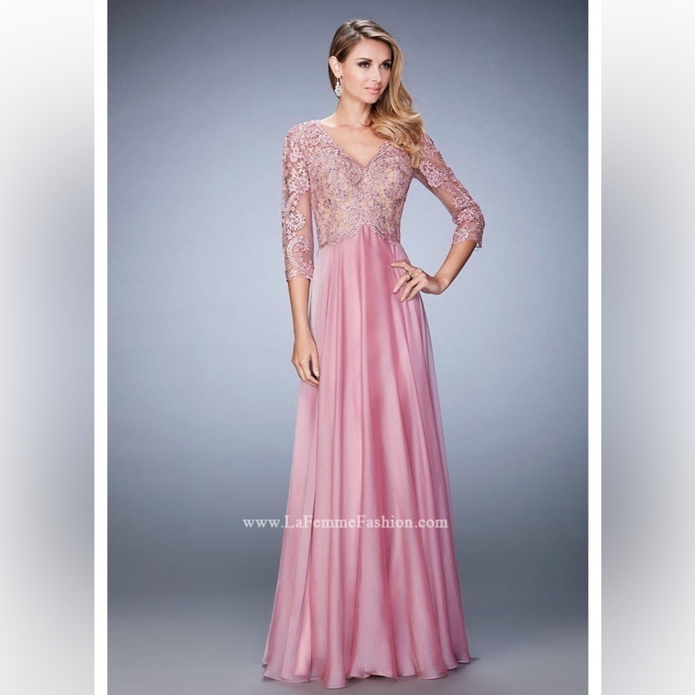 La Femme evening a line dress pink size 4